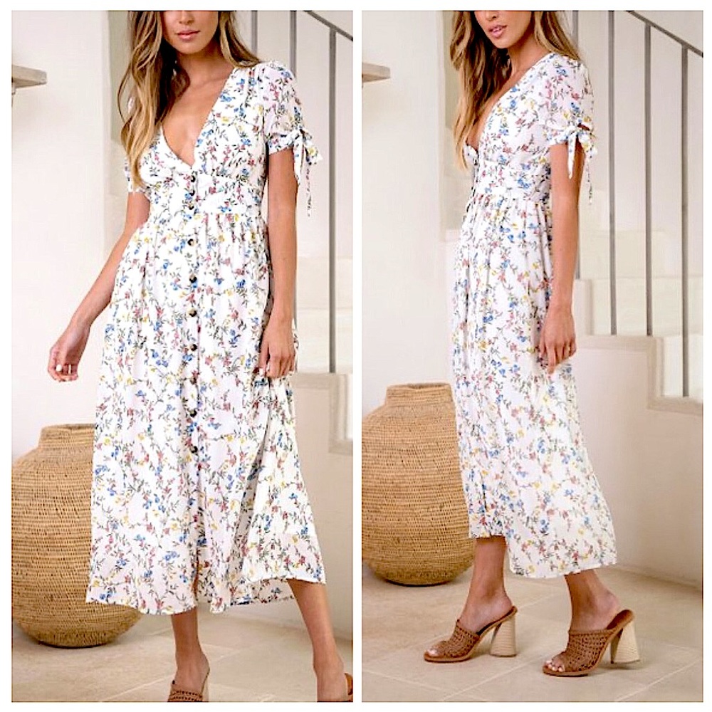 🎉HP🎉 Lost In Lunar Floral Button Front Dress